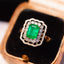 14K GOLD 2.03 CTW VIVID GREEN NATURAL EMERALD & DIAMOND RING