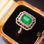 14K GOLD 2.03 CTW VIVID GREEN NATURAL EMERALD & DIAMOND RING
