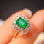 14K GOLD 2.03 CTW VIVID GREEN NATURAL EMERALD & DIAMOND RING