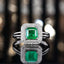 14K GOLD 0.95 CT VIVID GREEN NATURAL EMERALD & DIAMOND RING