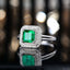 14K GOLD 0.95 CT VIVID GREEN NATURAL EMERALD & DIAMOND RING
