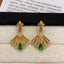 14K GOLD 1 CT VIVID GREEN NATURAL EMERALD & DIAMOND EARRINGS