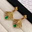 14K GOLD 1 CT VIVID GREEN NATURAL EMERALD & DIAMOND EARRINGS