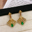 14K GOLD 1 CT VIVID GREEN NATURAL EMERALD & DIAMOND EARRINGS