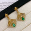 14K GOLD 1 CT VIVID GREEN NATURAL EMERALD & DIAMOND EARRINGS