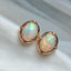 14K GOLD 4.00 CT NATURAL OPAL & DIAMOND EARRINGS
