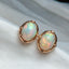 14K GOLD 4.00 CT NATURAL OPAL & DIAMOND EARRINGS