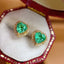 14K GOLD 1.00 CT NATURAL EMERALD & DIAMOND EARRINGS
