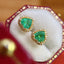 14K GOLD 1.00 CT NATURAL EMERALD & DIAMOND EARRINGS