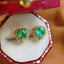 14K GOLD 1.00 CT NATURAL EMERALD & DIAMOND EARRINGS