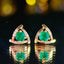 14K GOLD 0.7 CT VIVID GREEN NATURAL EMERALD & DIAMOND EARRINGS
