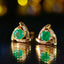 14K GOLD 0.7 CT VIVID GREEN NATURAL EMERALD & DIAMOND EARRINGS