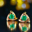 14K GOLD 0.7 CT VIVID GREEN NATURAL EMERALD & DIAMOND EARRINGS