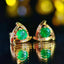 14K GOLD 0.7 CT VIVID GREEN NATURAL EMERALD & DIAMOND EARRINGS