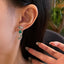 14K GOLD 1.7 CT VIVID GREEN NATURAL EMERALD & DIAMOND & SAPPHIRE & TSAVORITE EARRINGS