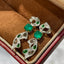 14K GOLD 1.7 CT VIVID GREEN NATURAL EMERALD & DIAMOND & SAPPHIRE & TSAVORITE EARRINGS