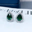 14K GOLD 2.72 CTW VIVID GREEN NATURAL TSAVORITE & DIAMOND EARRINGS
