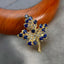 14K GOLD 4.80 CT NATURAL SAPPHIRE & SAPPHIRE BROOCH/PENDANT( WITHOUT CHAIN )