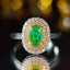 14K GOLD 0.7 CT VIVID GREEN NATURAL EMERALD & DIAMOND RING