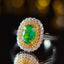 14K GOLD 0.7 CT VIVID GREEN NATURAL EMERALD & DIAMOND RING