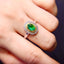 14K GOLD 0.7 CT VIVID GREEN NATURAL EMERALD & DIAMOND RING