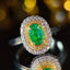 14K GOLD 0.7 CT VIVID GREEN NATURAL EMERALD & DIAMOND RING