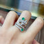 14K GOLD 0.84 CTW VIVID GREEN NATURAL EMERALD & DIAMOND RING