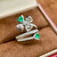14K GOLD 0.84 CTW VIVID GREEN NATURAL EMERALD & DIAMOND RING