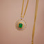 14K GOLD 0.45 CTW VIVID GREEN NATURAL EMERALD & DIAMOND NECKLACE