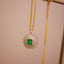 14K GOLD 0.45 CTW VIVID GREEN NATURAL EMERALD & DIAMOND NECKLACE