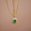 14K GOLD 0.45 CTW VIVID GREEN NATURAL EMERALD & DIAMOND NECKLACE