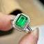 14K GOLD 1.35 CT VIVID GREEN NATURAL EMERALD & DIAMOND RING