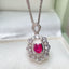 14K GOLD 0.80 CT NATURAL RUBY & DIAMOND & SAPPHIRE PENDANT( WITHOUT CHAIN )