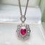 14K GOLD 0.80 CT NATURAL RUBY & DIAMOND & SAPPHIRE PENDANT( WITHOUT CHAIN )