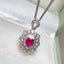 14K GOLD 0.80 CT NATURAL RUBY & DIAMOND & SAPPHIRE PENDANT( WITHOUT CHAIN )