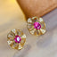 14K GOLD 0.75 CT NATURAL RUBY & DIAMOND EARRINGS