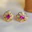 14K GOLD 0.75 CT NATURAL RUBY & DIAMOND EARRINGS
