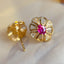 14K GOLD 0.75 CT NATURAL RUBY & DIAMOND EARRINGS