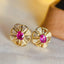 14K GOLD 0.75 CT NATURAL RUBY & DIAMOND EARRINGS