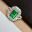 14K GOLD 1.60 CT VIVID GREEN NATURAL EMERALD & DIAMOND RING