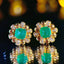 14K GOLD 1.15 CT NATURAL EMERALD & DIAMOND EARRINGS