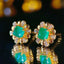 14K GOLD 1.15 CT NATURAL EMERALD & DIAMOND EARRINGS