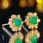 14K GOLD 1.15 CT NATURAL EMERALD & DIAMOND EARRINGS