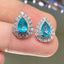 14K GOLD 1.25 CT NATURAL PARAIBA TOURMALINE & DIAMOND EARRINGS