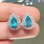 14K GOLD 1.25 CT NATURAL PARAIBA TOURMALINE & DIAMOND EARRINGS