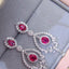 14K GOLD 1.1 CT NATURAL RUBY & DIAMOND & SAPPHIRE EARRINGS