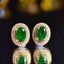 14K GOLD 1.3 CT VIVID GREEN NATURAL EMERALD & DIAMOND EARRINGS