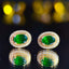 14K GOLD 1.3 CT VIVID GREEN NATURAL EMERALD & DIAMOND EARRINGS