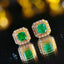 14K GOLD 0.5 CT VIVID GREEN NATURAL EMERALD & DIAMOND EARRINGS