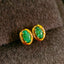 14K GOLD 0.8 CT NATURAL EMERALD & DIAMOND EARRINGS